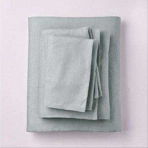 Casaluna 100% Washed Linen FULL Sheet Set Sage Green NWT